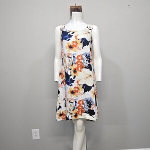 Charlie B Linen Shift Dress XS Floral Tropical Hawaiian Coastal Resort‎ Vacation